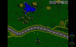 Screaming Wings (Amiga) screenshot: Fighting a large aircraft.