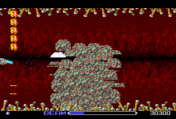 R-Type II (TurboGrafx-16) screenshot: First boss encounter