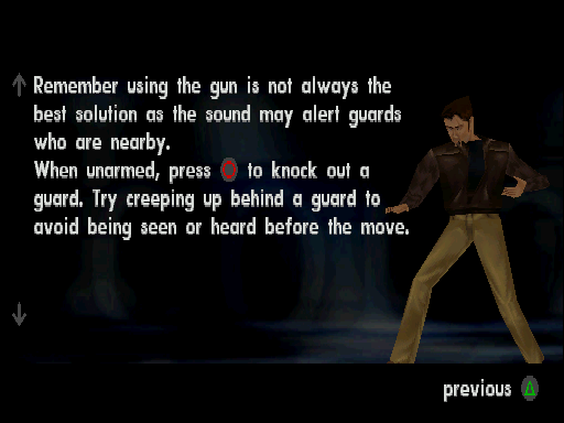 In Cold Blood (PlayStation) screenshot: Control tutorial