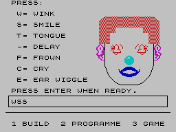 FaceMaker (ZX Spectrum) screenshot: Programming the face