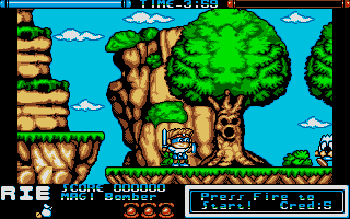 Chiki Chiki Boys (Atari ST) screenshot: Let's start on land.