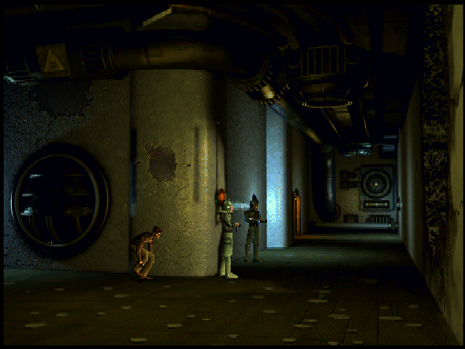 In Cold Blood (PlayStation) screenshot: Same corridor, different approach