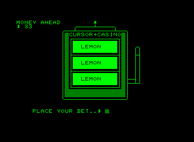 Slot (Commodore PET/CBM) screenshot: You gotta stop when you're ahead