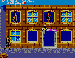 Gangster Town (SEGA Master System) screenshot: On the way to the nightclub