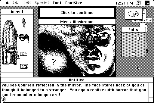 Deja Vu: A Nightmare Comes True!! (Macintosh) screenshot: The opening screen