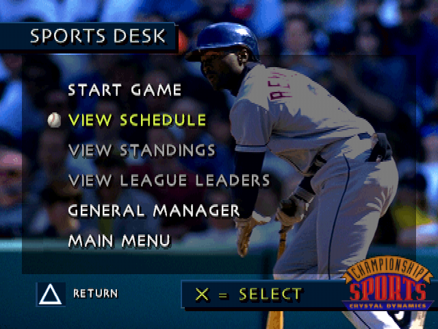 3D Baseball (PlayStation) screenshot: Sports Desk.