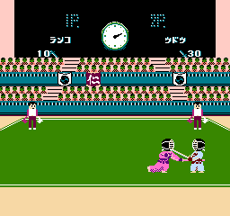 Musashi no Ken: Tadaima Shugyō Chū (NES) screenshot: 2 player battle in progress