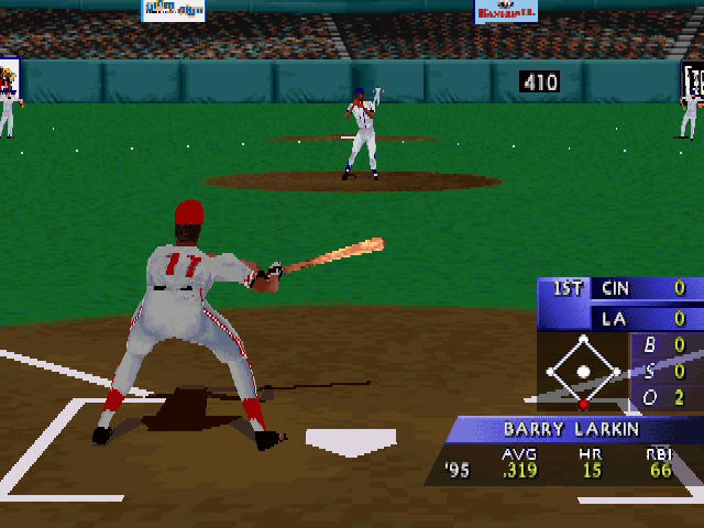 3D Baseball (PlayStation) screenshot: Barry Larkin... in action.