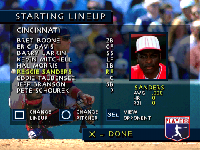3D Baseball (PlayStation) screenshot: Start Game - Starting Lineup.