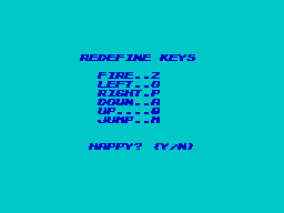 City Connection (ZX Spectrum) screenshot: Redefining keys.