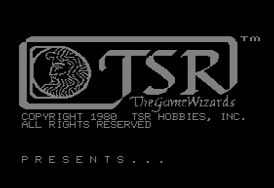 Dawn Patrol (Apple II) screenshot: The opening screen displays the TSR logo.