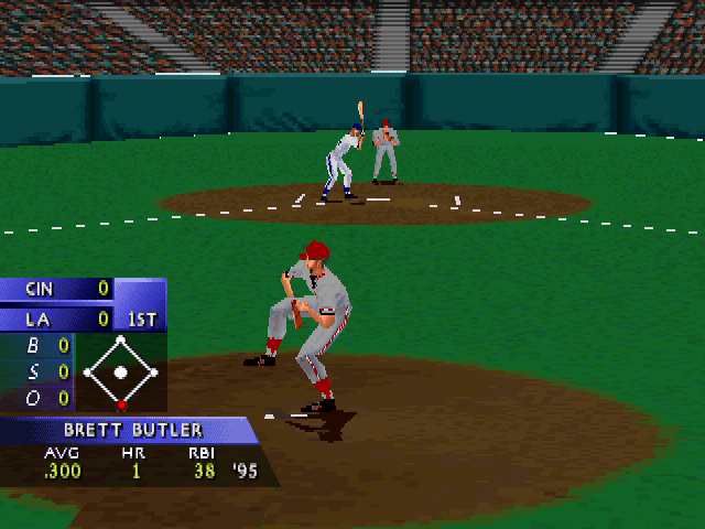3D Baseball (PlayStation) screenshot: One of the "camera views".