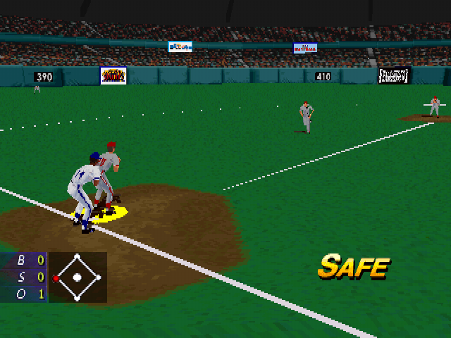 3D Baseball (PlayStation) screenshot: Safe.