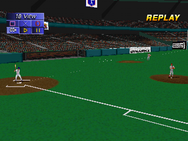 3D Baseball (PlayStation) screenshot: Replay. 1B view.