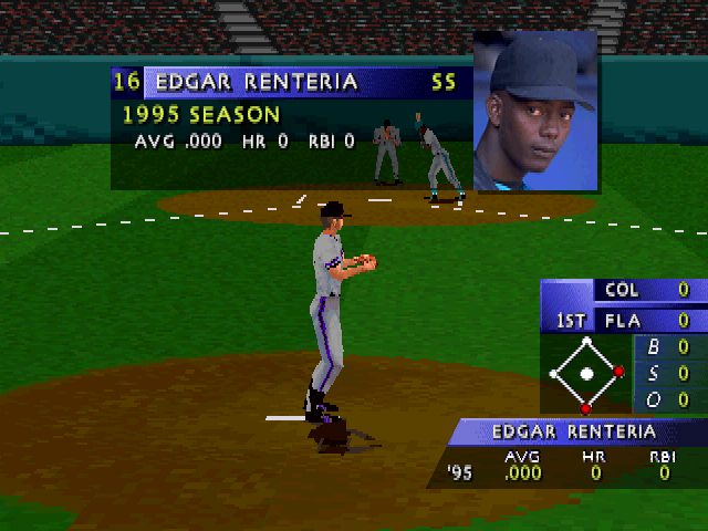 3D Baseball (PlayStation) screenshot: "The Barranquilla Baby"? Thanks Google.