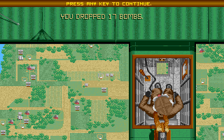 The Ancient Art of War in the Skies (Amiga) screenshot: Bombing view