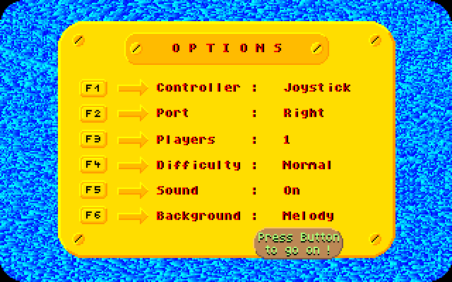 Mike: The Magic Dragon (Amiga) screenshot: Menu