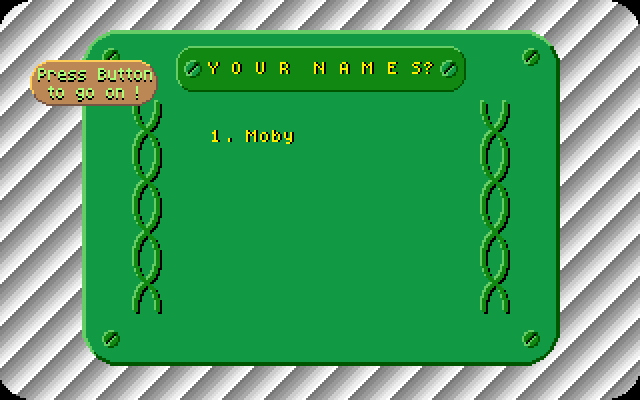 Mike: The Magic Dragon (Amiga) screenshot: Enter your name