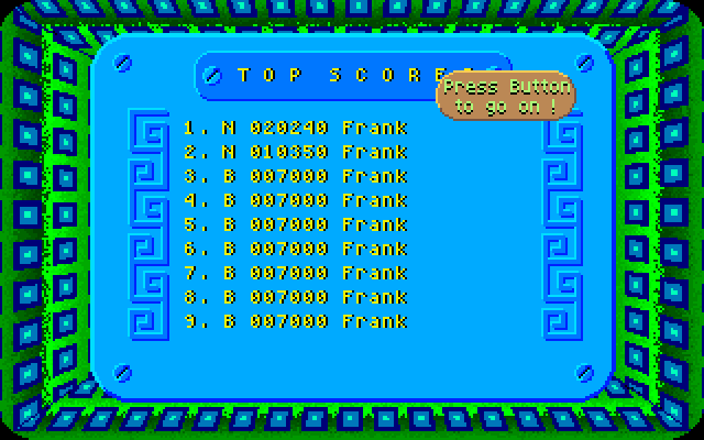 Mike: The Magic Dragon (Amiga) screenshot: High score list