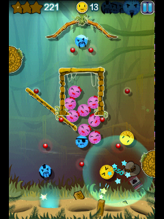 Coin Drop (Android) screenshot: More captured girl coins. Released by knocking away the log