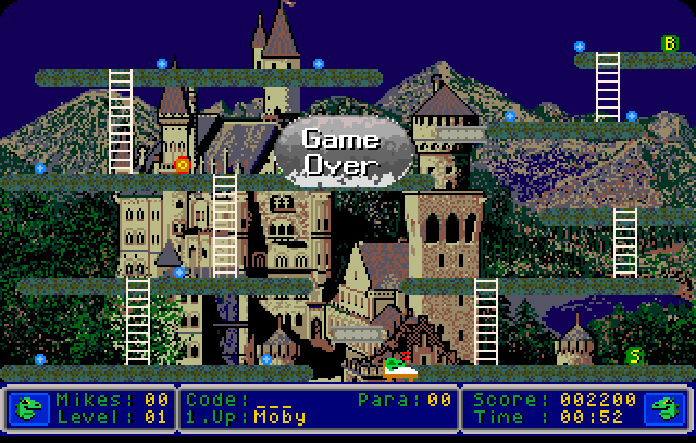 Mike: The Magic Dragon (Amiga) screenshot: Game over