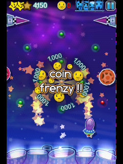 Coin Drop (Android) screenshot: Coin frenzy after hitting all buckets
