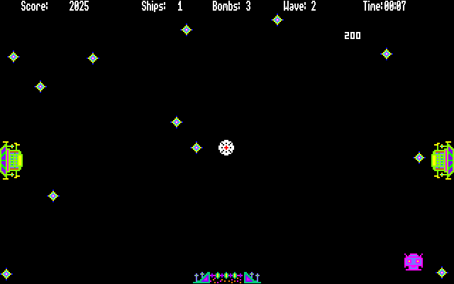 Crystal Quest (Apple IIgs) screenshot: Starting wave 2.