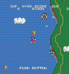 TwinBee (Sharp X68000) screenshot: Attract mode shows off 2 player action