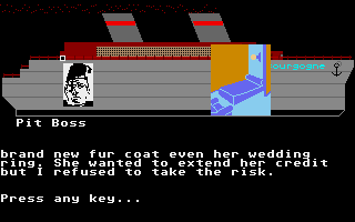Murder on the Atlantic (Atari ST) screenshot: Talking to the Pit Boss
