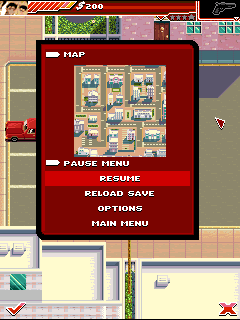 Scarface: Money. Power. Respect. (Windows Mobile) screenshot: The pause menu and the map of the city.
