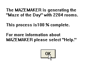 Mazemaker (Windows 3.x) screenshot: When the game starts up each day it generates a new maze.