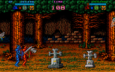 Castle of Dragon (Arcade) screenshot: The cemetery