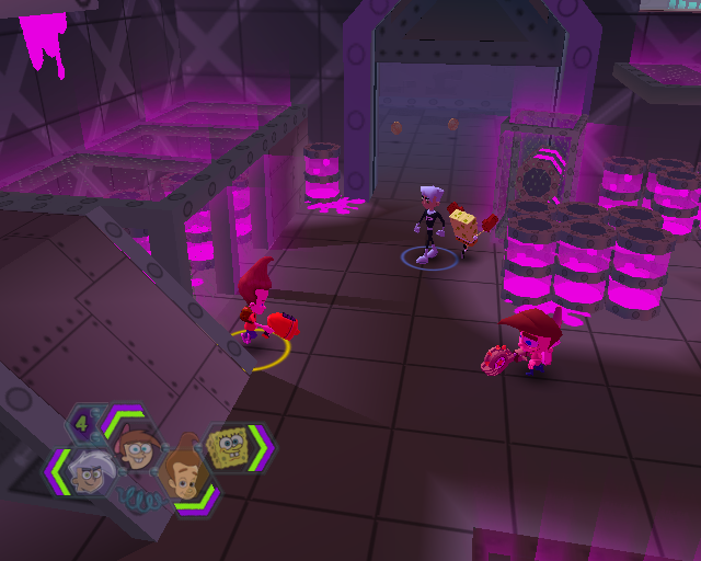 Nicktoons Unite! (PlayStation 2) screenshot: Room with some purple goo
