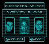 Aliens: Thanatos Encounter (Game Boy Color) screenshot: Pick a character