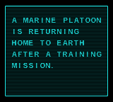 Aliens: Thanatos Encounter (Game Boy Color) screenshot: The intro is told with text screens...