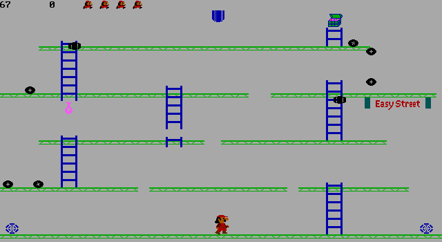 Aldo's Adventure (DOS) screenshot: Watch out for those barrels!