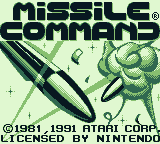 Missile Command (Game Boy) screenshot: Title screen