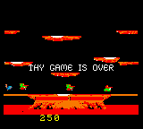 Arcade Classic 4: Defender/Joust (Game Boy Color) screenshot: Thy game is over.