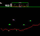 Arcade Classic 4: Defender/Joust (Game Boy Color) screenshot: Defender's gameplay.