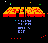 Arcade Classic 4: Defender/Joust (Game Boy Color) screenshot: Defender title screen.