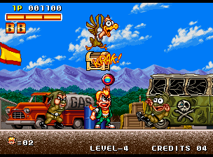 Spinmaster (Neo Geo) screenshot: Stage 1: Airport