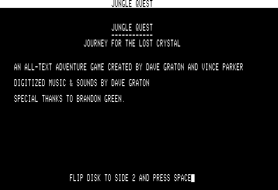 Jungle Quest (Apple II) screenshot: Title & credits screen