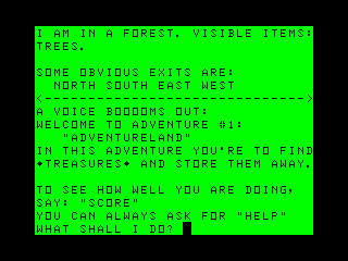Adventureland (Dragon 32/64) screenshot: Game start