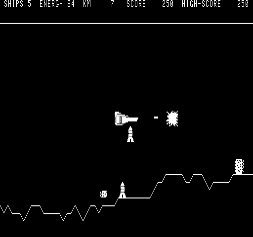 Interceptor (Exidy Sorcerer) screenshot: Blasting an enemy