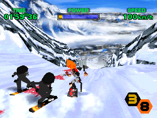 Rock'n Riders (PlayStation) screenshot: Get the hell out, dark creatures. Extra Game is tough!