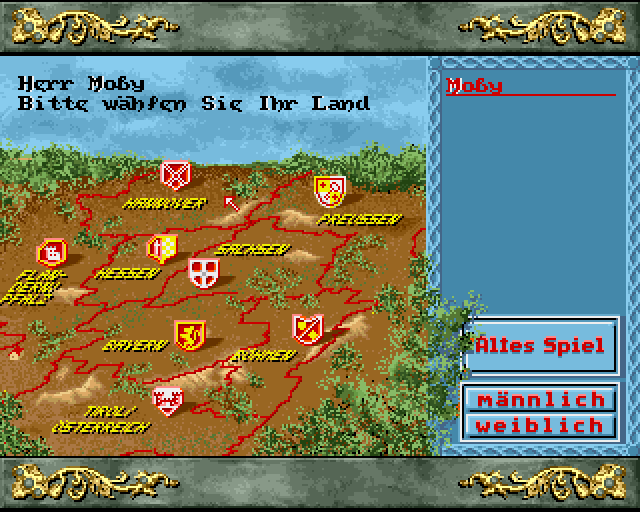 Kaiser (Amiga) screenshot: Choose your land
