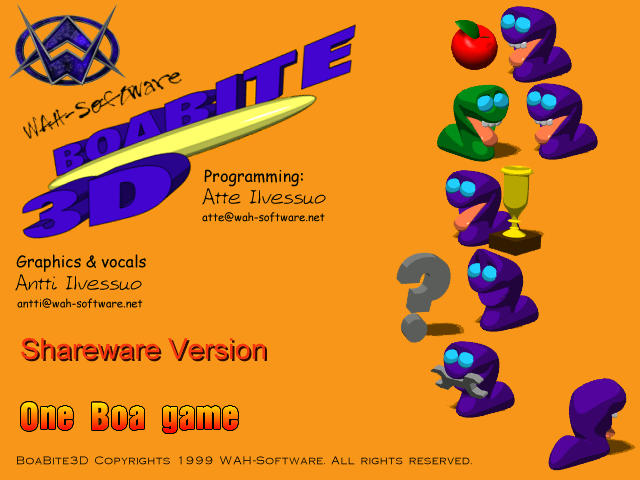BoaBite3D (Windows) screenshot: Main menu