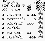 Family Jockey (Game Boy) screenshot: Jockey riders in the race