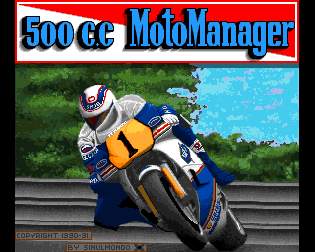 500cc Motomanager (Amiga) screenshot: Main screen