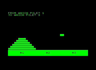 Hanoi (Commodore PET/CBM) screenshot: Largest tower